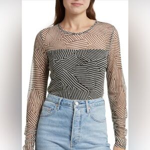 DKNY Long Sleeve Mesh Top